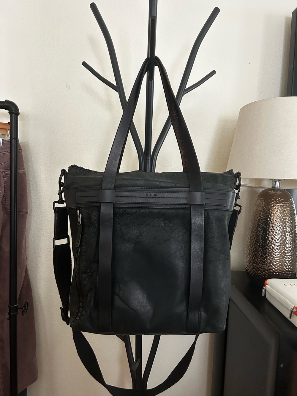 AllSaints Mercer Tote – Black Leather